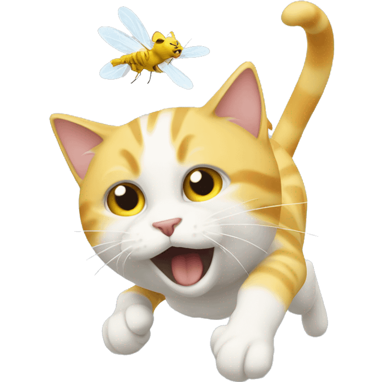 Yellow and white cat catching a fly emoji