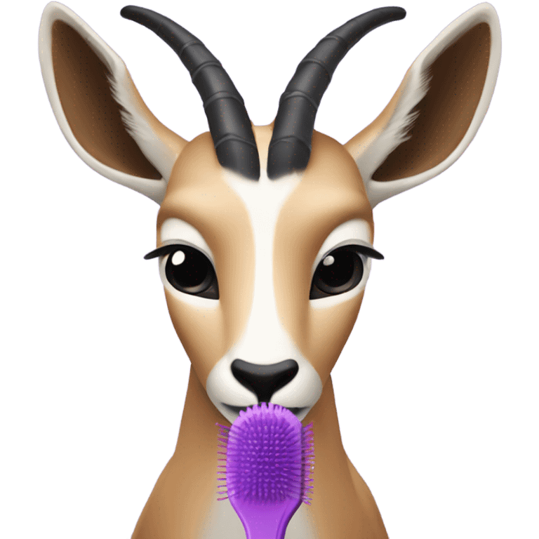 Purple gazelle eating hairbrush emoji