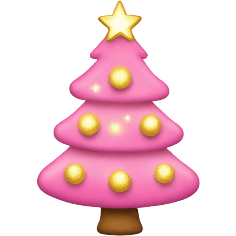 Weihnachtsbaum mit Lichterkette und kleinen rosa Kugeln emoji