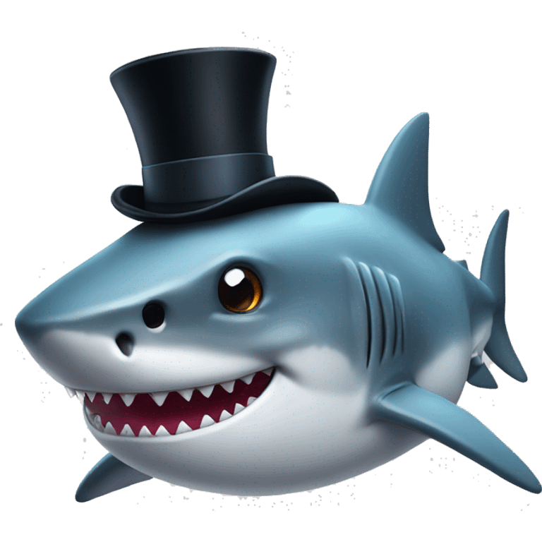 Shark with a top hat emoji