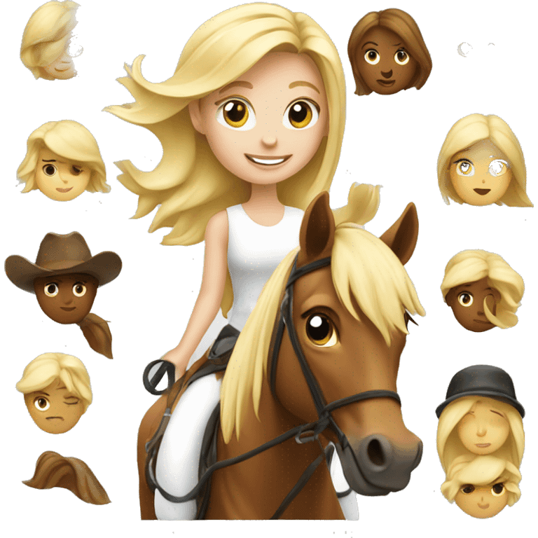 Pretty Blond girl riding a horse emoji