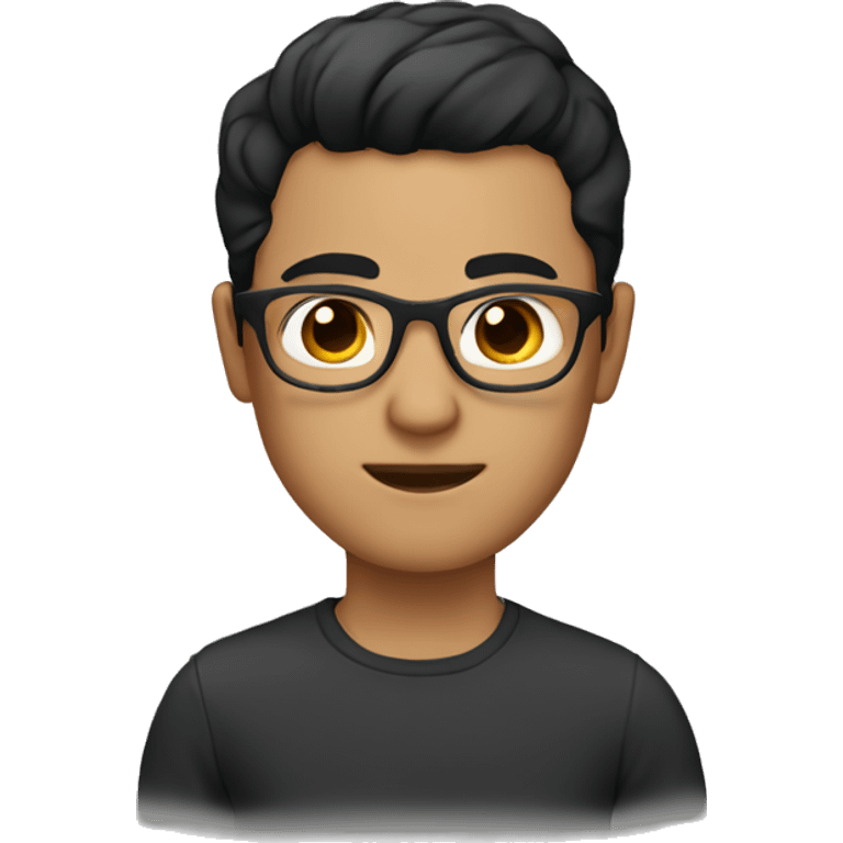 Create an avatar with brown eye, having short black hairstyle, with spectacle emoji