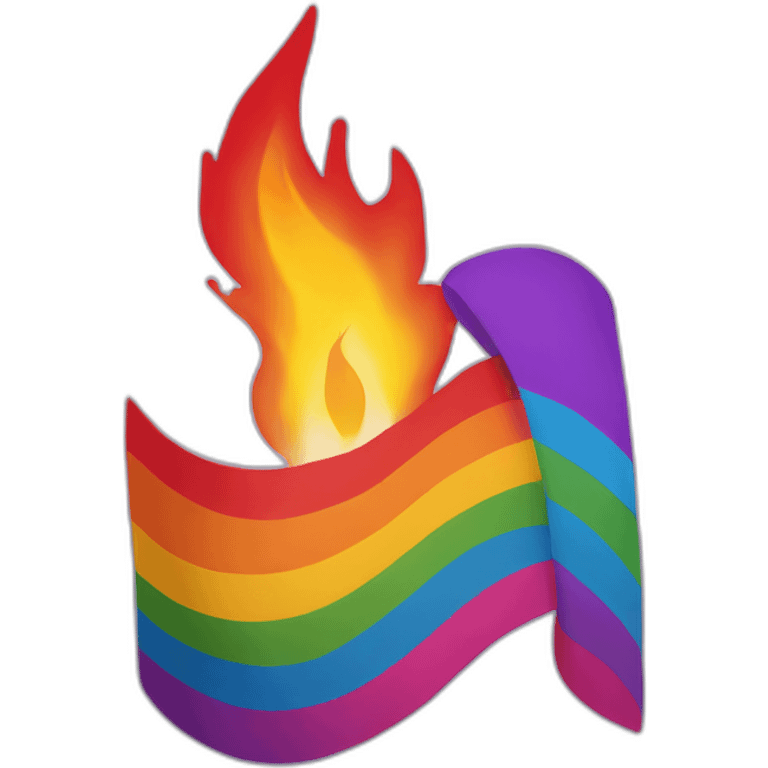 lgbt flag with fire emoji