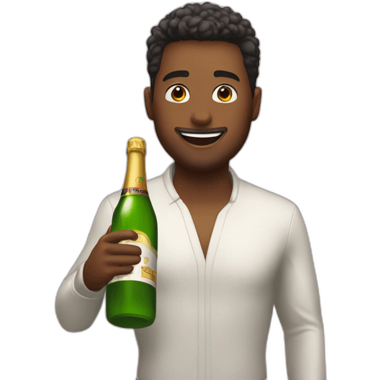 Persona celebrando fiesta con botella de champán  emoji