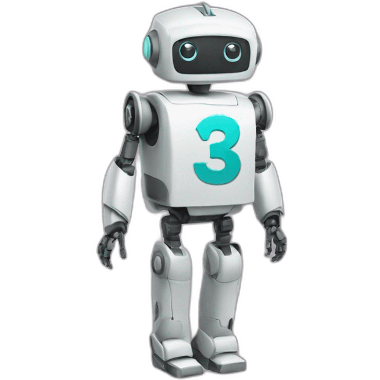 robot with a blouse with the number 3 written on it emoji