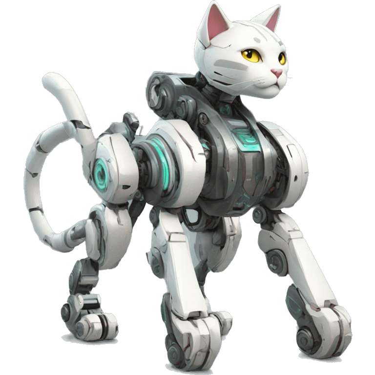 Futuristic mechanical cat-mecha full body emoji