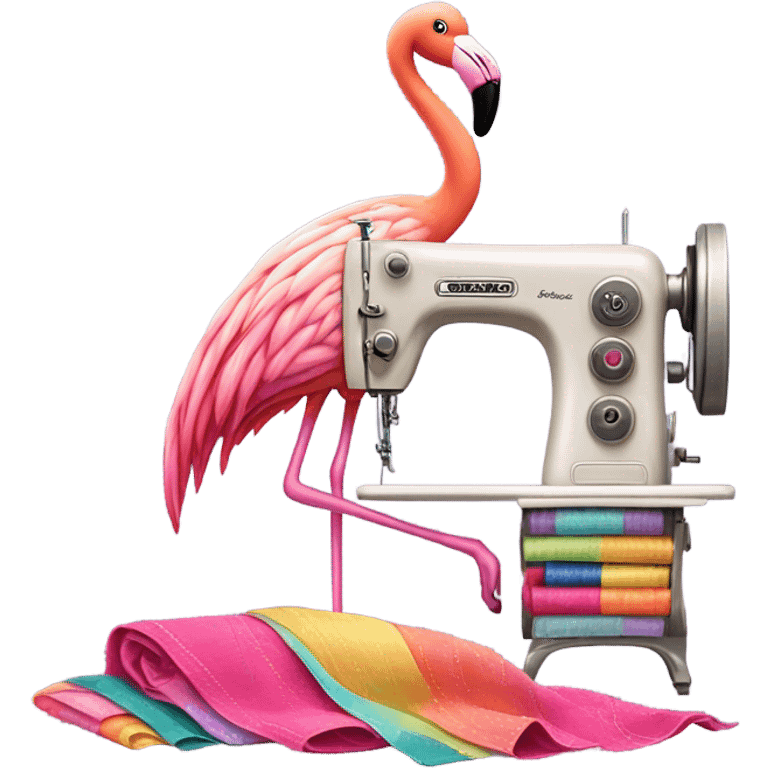 Flamingo sewing emoji