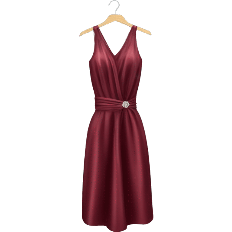 Luxury sparkling silk dress in dark-cherry-Red-colour on hanger emoji