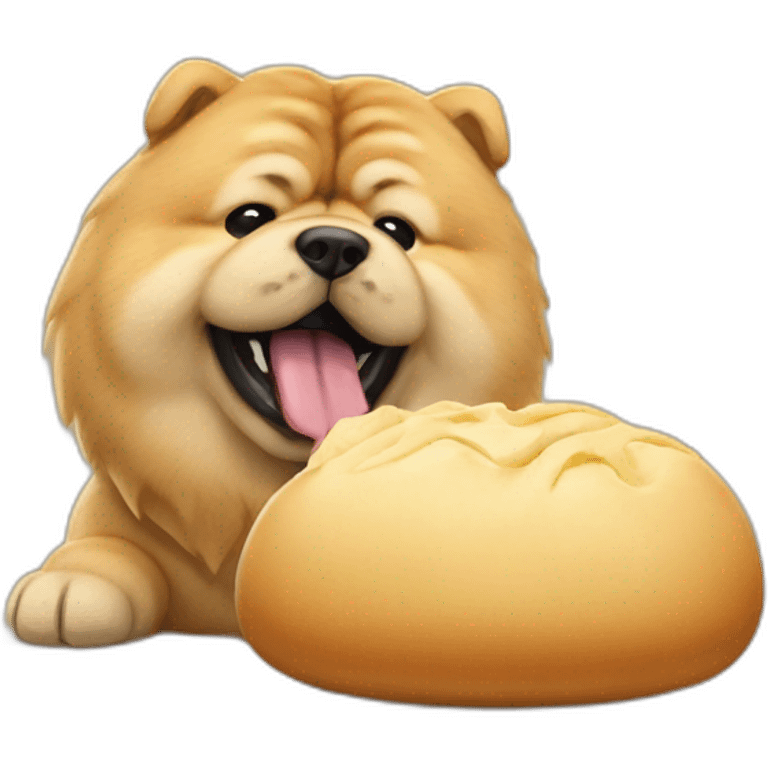 Chow Chow dog eating bao emoji