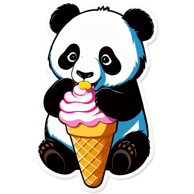 Panda eating ice cream emoji