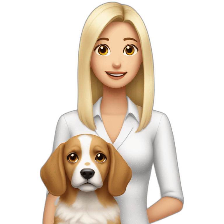 perrita blanca con su hija emoji