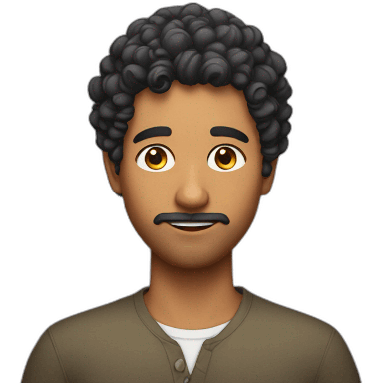 Indian guy without mustache but with trendy haircut and curly hair on top emoji