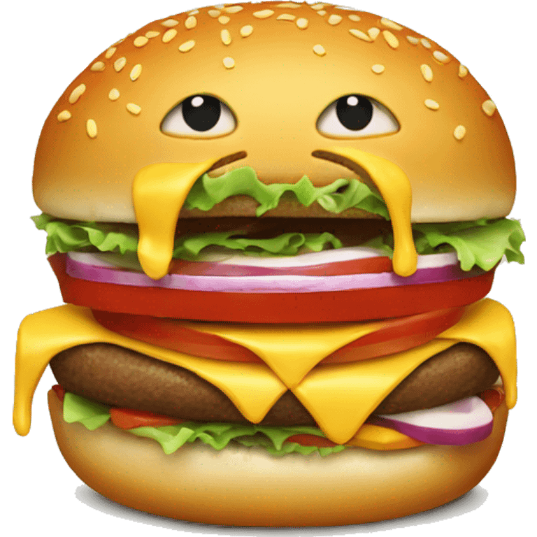 Smiley eating a burger  emoji