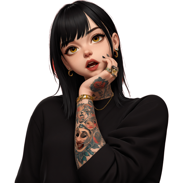 girl with tattoos and jewelry emoji