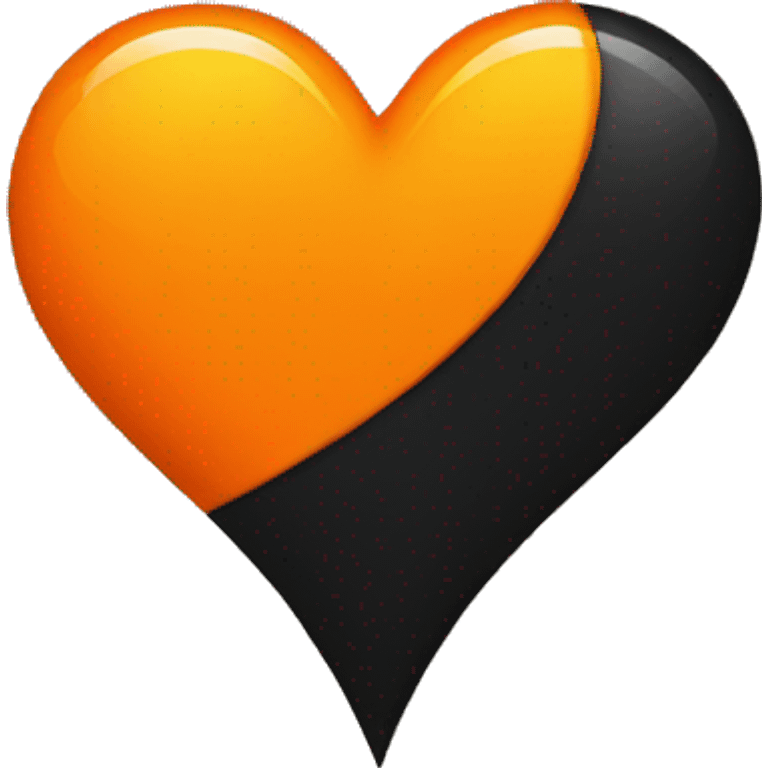 Half black and half orange heart emoji