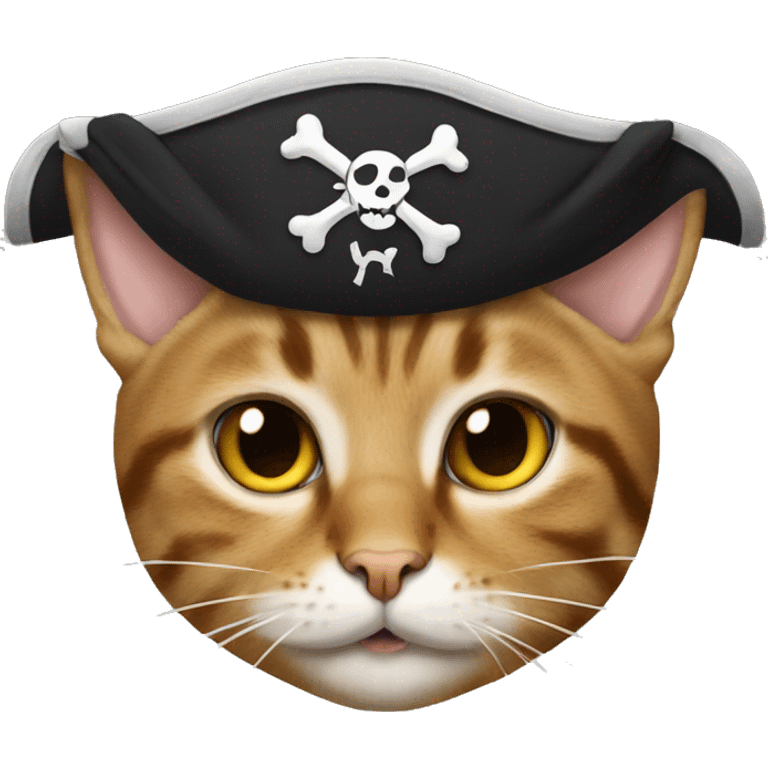 tabby cat wearing a pirate hat emoji