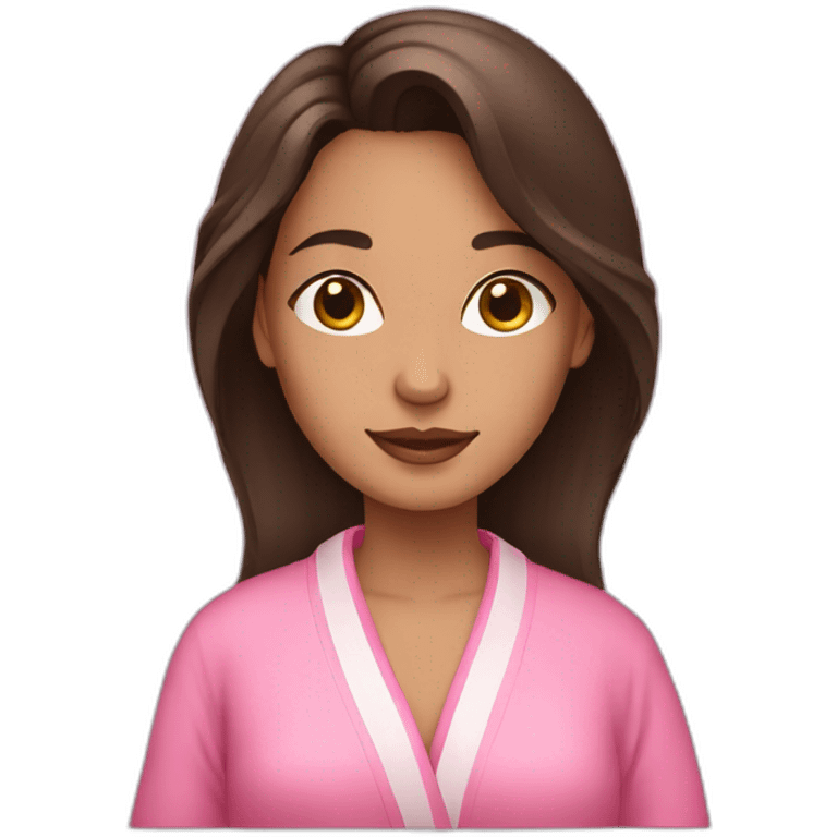 brunette girl in a pink robe emoji