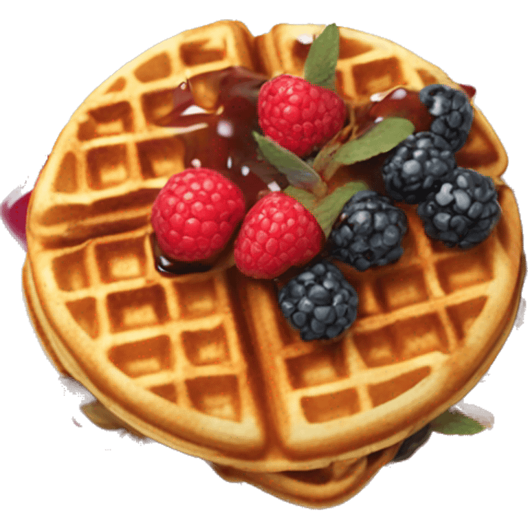 waffles with berries and sirup on it emoji