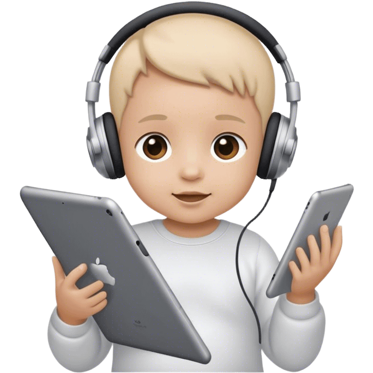 Baby with iPad and headphones emoji