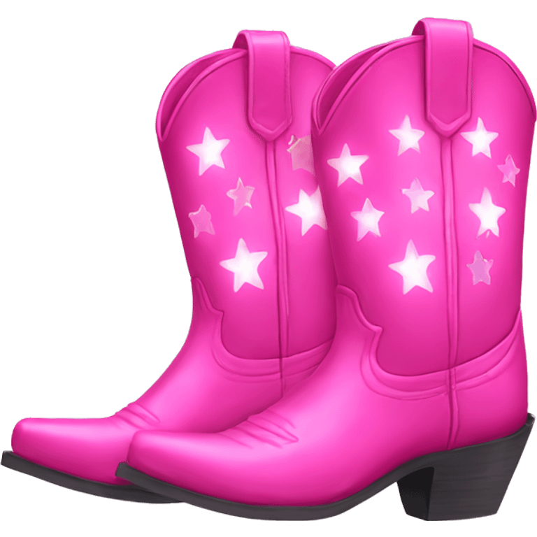 Pink cowboy boots with stars iridescent two boots emoji