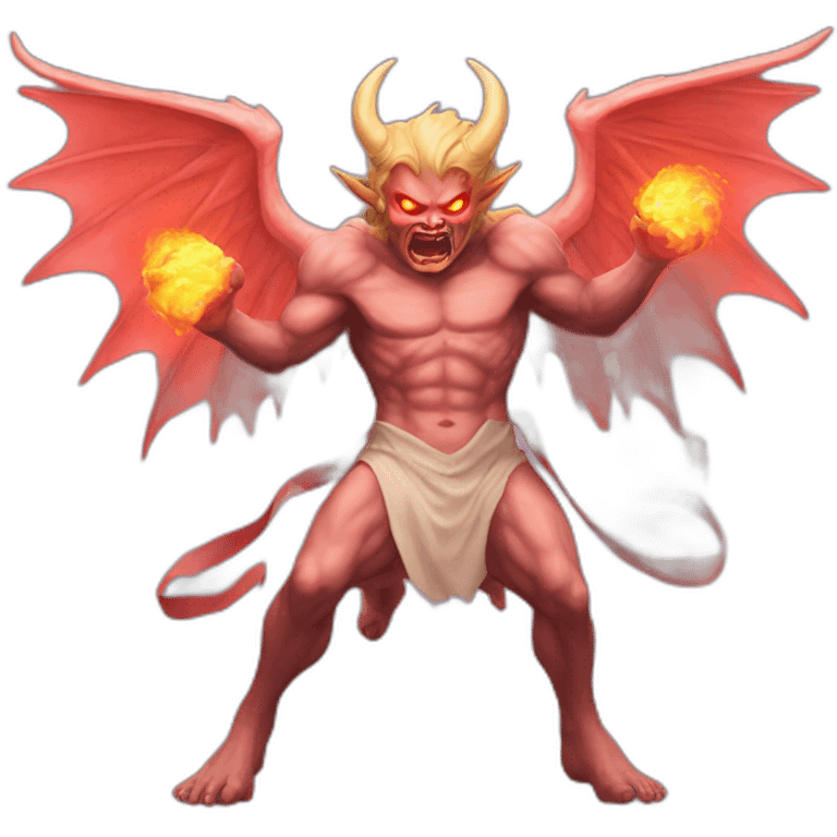 demon from hell fighting against angels emoji