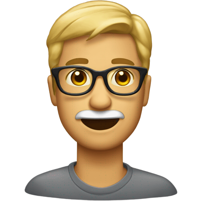 Emoji dudoso con dedos y lentes emoji