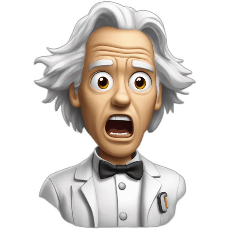 Doc brown from back to the future looking shocked and his mouth wide open. No eye-ware. emoji