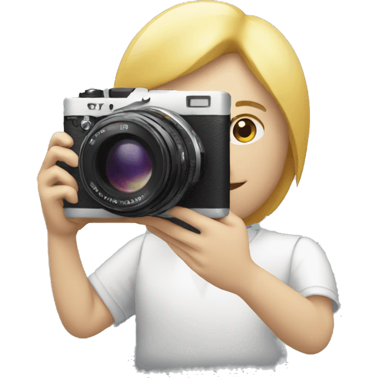 white iemoji holding a sony camera emoji