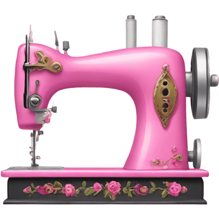 pink traditional sewing machine with sharp needles emoji