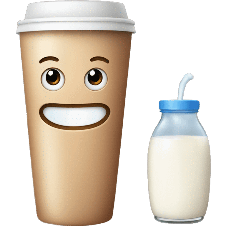 Cup of coffee and bottle of milk emoji