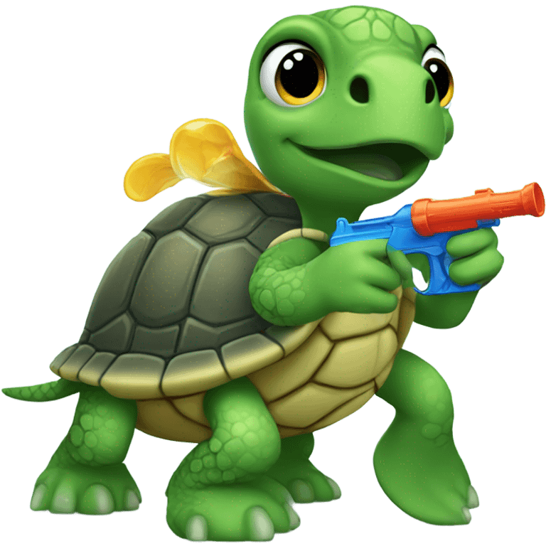 Turtle with a water gun emoji