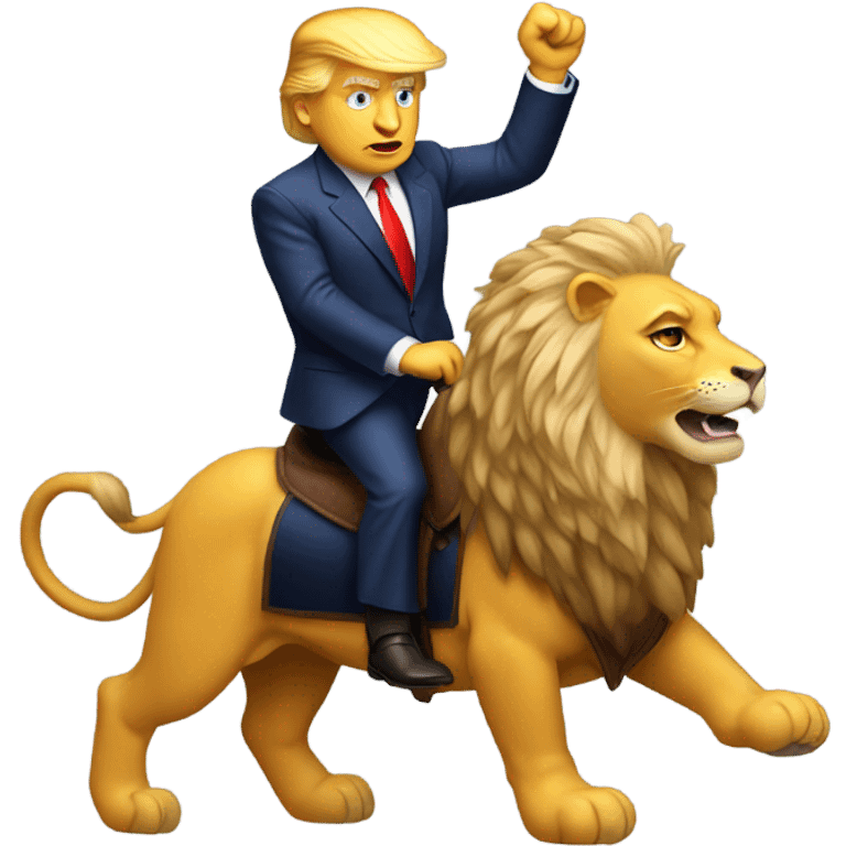 Donald Trump riding lion emoji