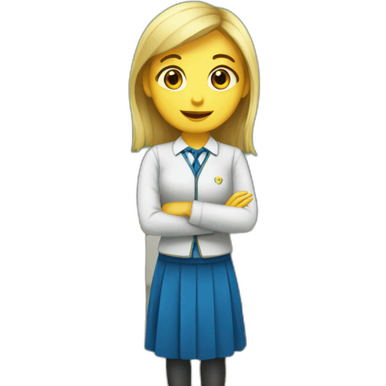 girl with ukrainian flag as a teacher of ukrainian language emoji