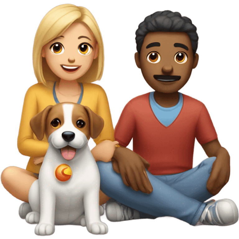 Couple watching dog emoji