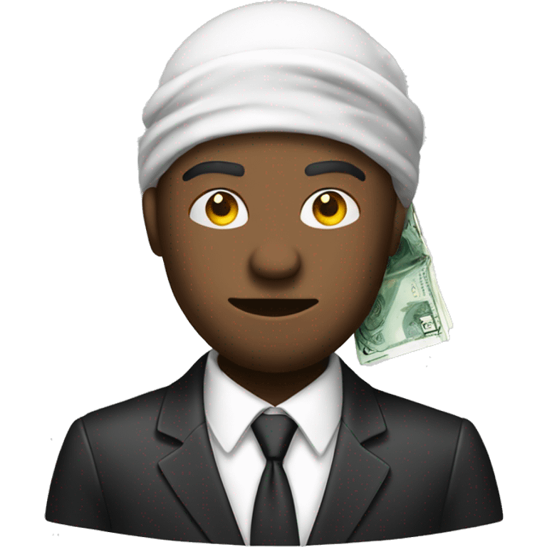 money in a suit wearing a durag smoking  emoji