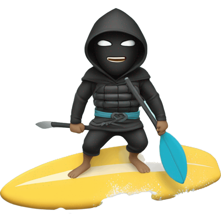 Sea ninja with hoodie on surfboard  emoji