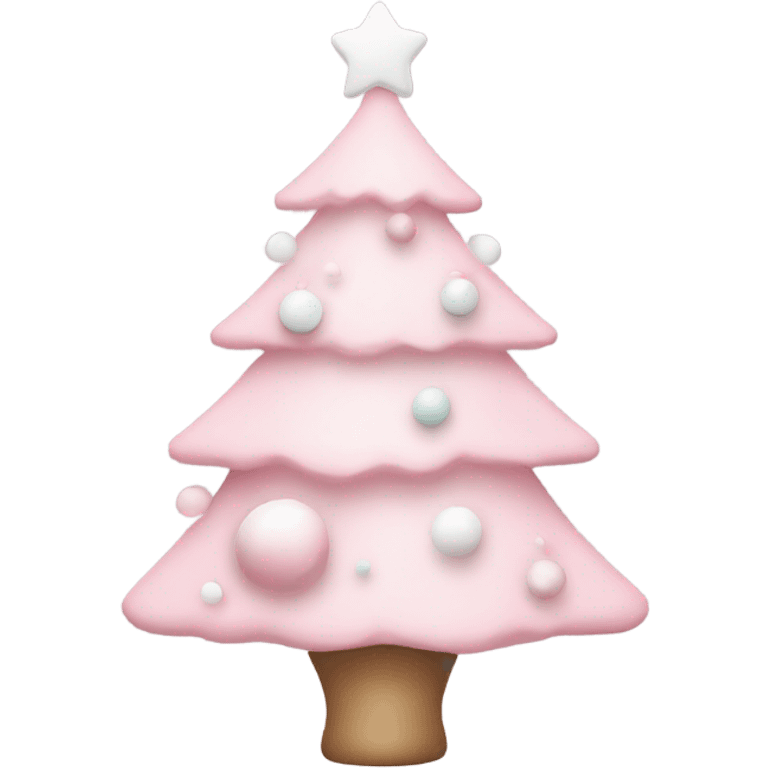 Pastel pink Christmas tree with pink and white ornaments  emoji