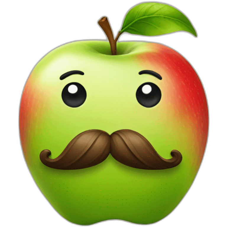 apple with mustache emoji