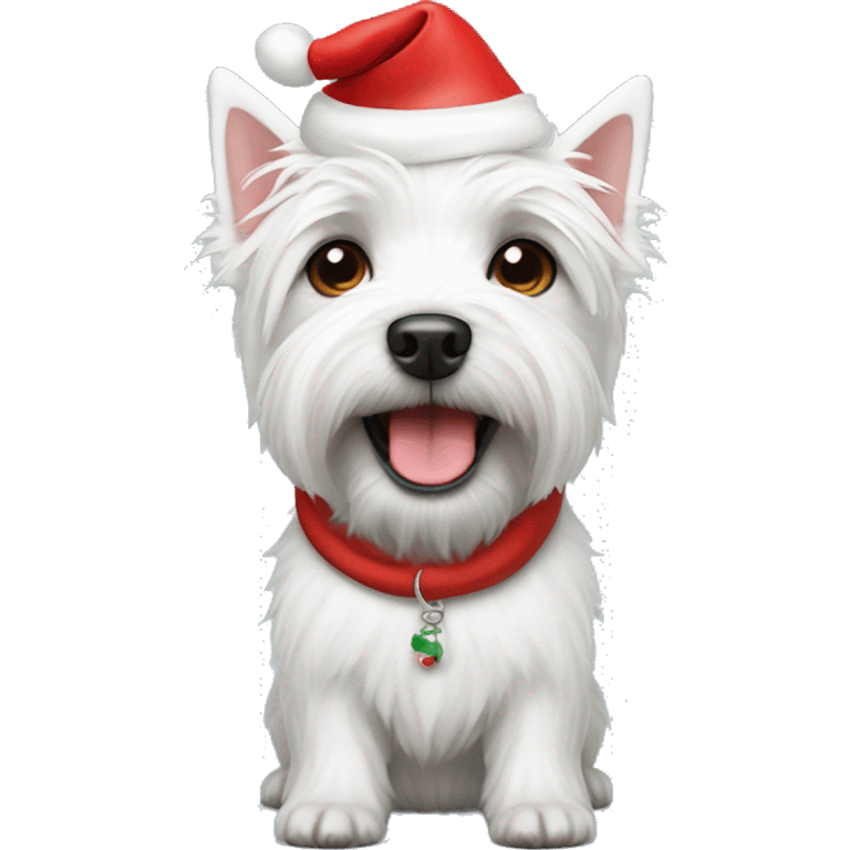 Westie dog with Santa hat emoji