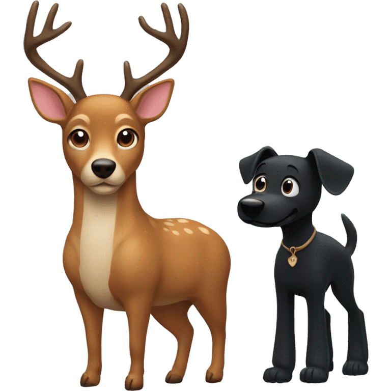 Deer and black dog emoji