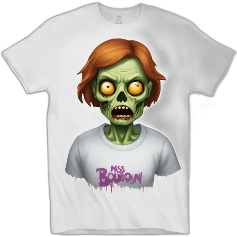 Zombie White a t-shirt with the text "Miss Bourbon". emoji