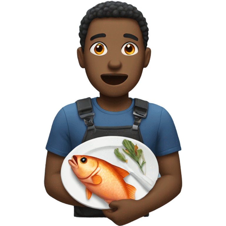 Black dude eating fish  emoji