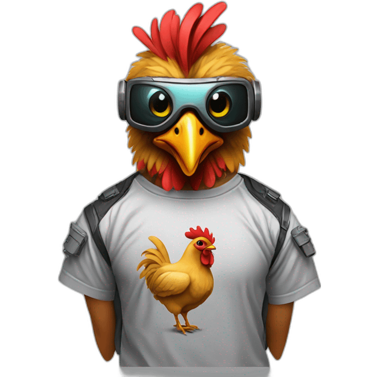 Cyberpunk chicken in tshirt emoji