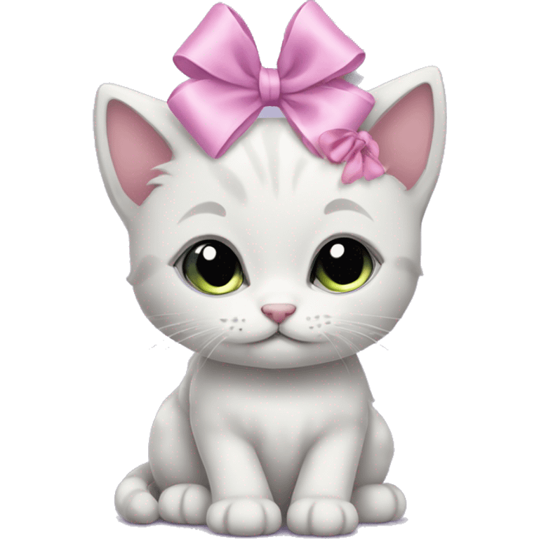 A lilac kitten with a pink bow emoji