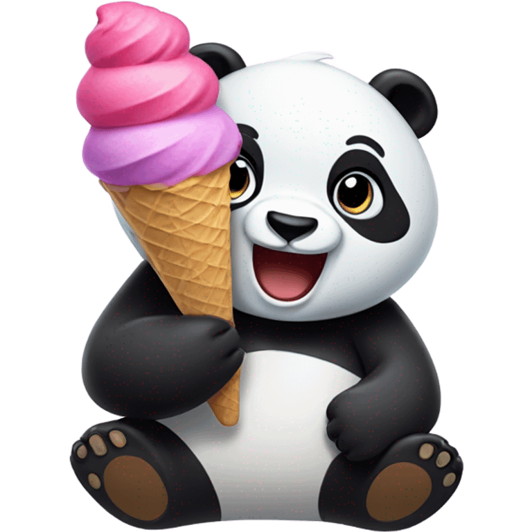 Panda eating ice cream emoji