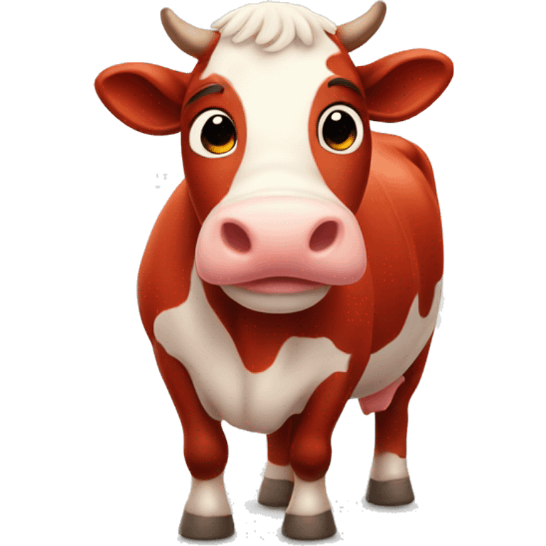 A red cute cow emoji