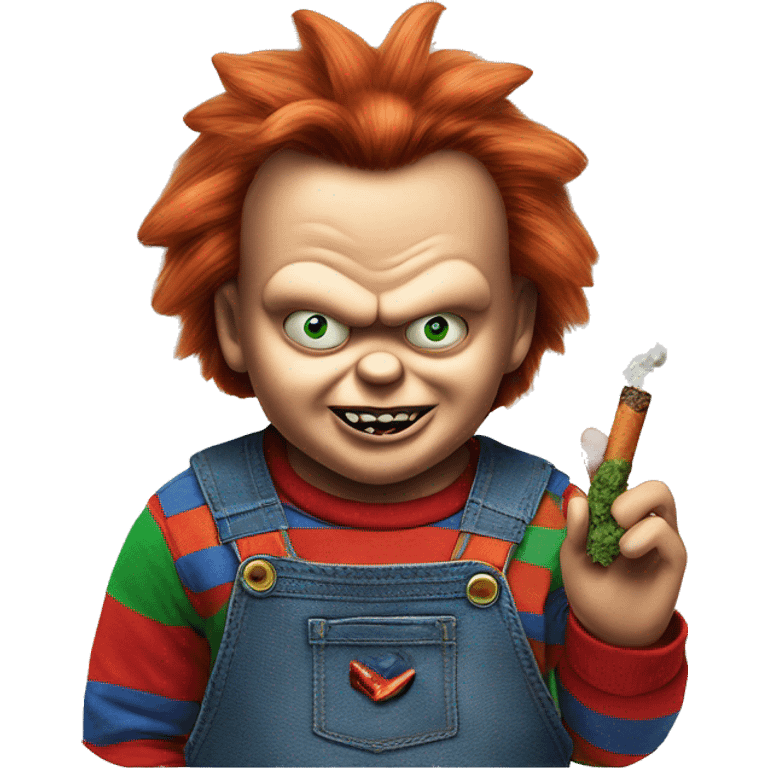 Chucky smoking a rolled cbd blunt emoji