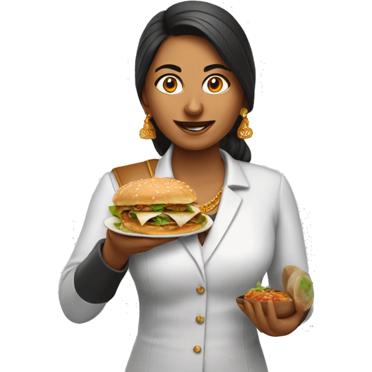 indian lady corporate business owner shooting food photo & video emoji