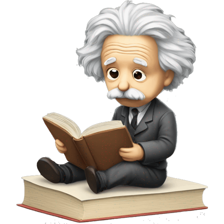 albert einstein sad reading book forward with small tier emoji