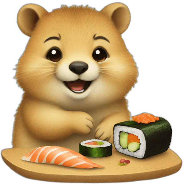 happy Quokka with sushi emoji